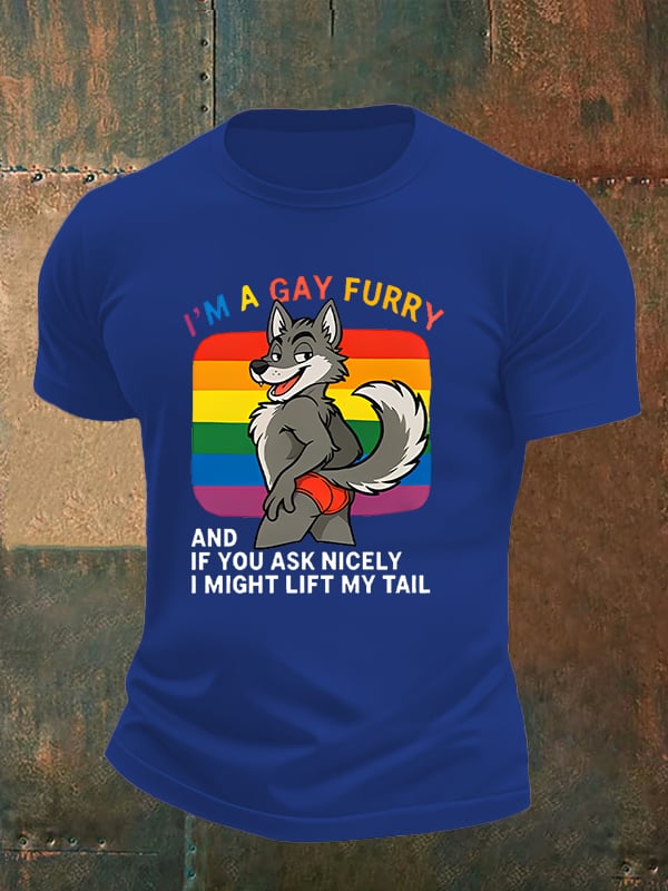 Men's I'm a gay furry Funny LGBTQ Pride Month Shirt