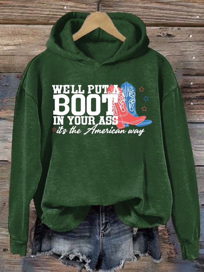 Women's  Courtesy of the Red, White and Blue Cowboy  Hoodie