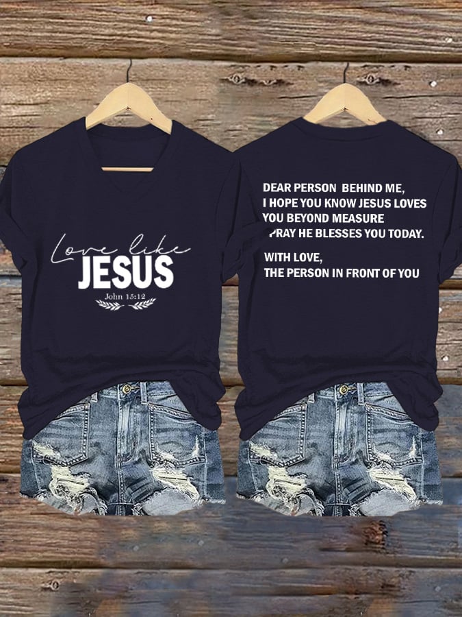 Women's Love Like Jesus Print Casual  T-Shirt