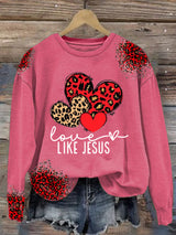 Women's Valentine's Day printed hooded sweatshirt
