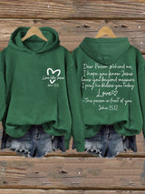 Women's Love Like Jesus, Dear Person Behind Me Jesus Loves You Beyond Measure Inspirational Casual Hoodie