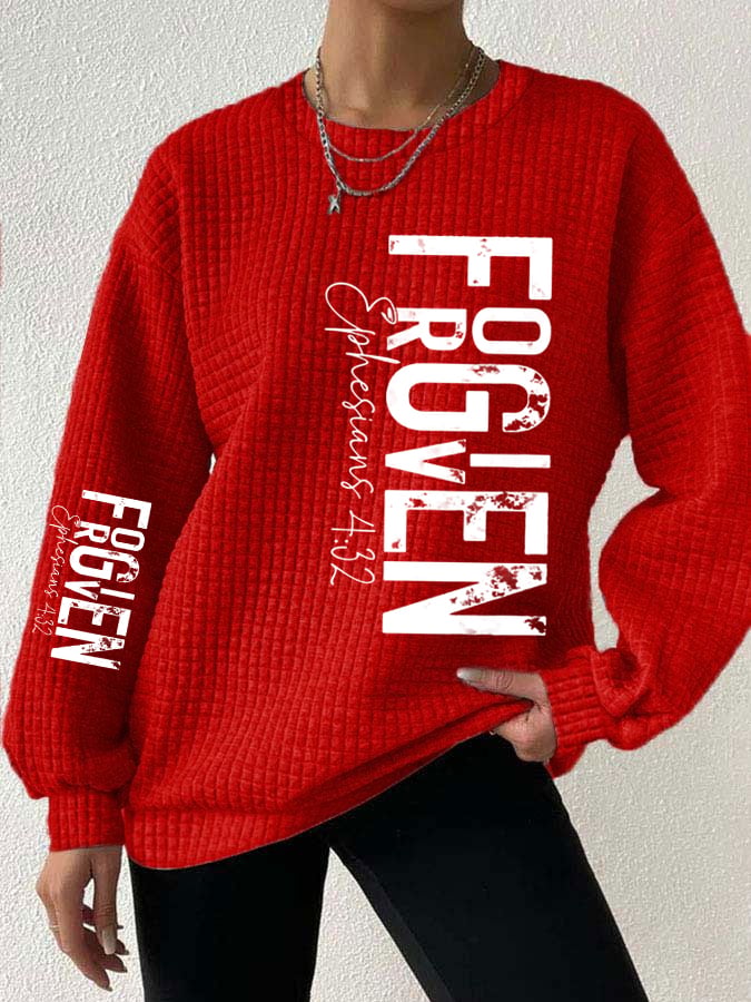 Women's Forgiven Ephesians 4 32 Christian Valentines Day Print Casual Sweatshirt