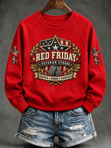 Women's Red Friday Print Sweatshirt