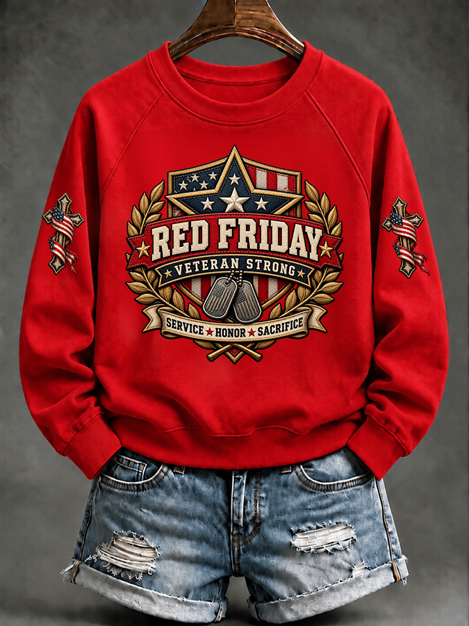 Women's Red Friday Print Sweatshirt