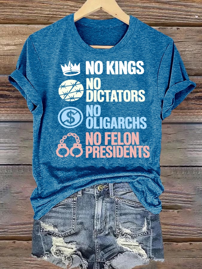 Women's  No Kings No Dictators Protest print T-Shirt