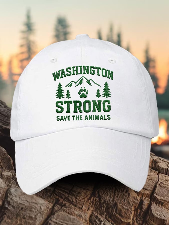Retro Washington Strong Save The Animals Print Baseball Cap