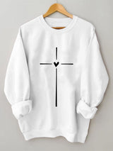 Women's Christian Faith Cross Printed Long Sleeve T-Shirt