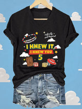 V-Neck Retro I Knew It Print T-Shirt