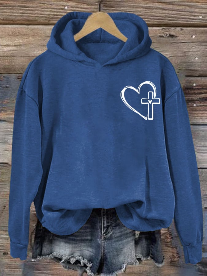 Women's  Love Cross Print Casual Sweatshirt