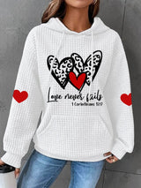 Women's Love Never Fails Heart Print Casual Sweatshirt