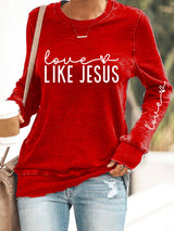 Women's Valentine's Day Printed Round Neck Sweatshirt