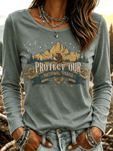 Women's "Protect Our National Parks"Comfortable Mid-Sleeve Short-Sleeve T-Shirt