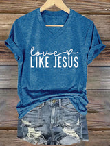 Women's Valentine's Day Faith Print V-Neck T-Shirt