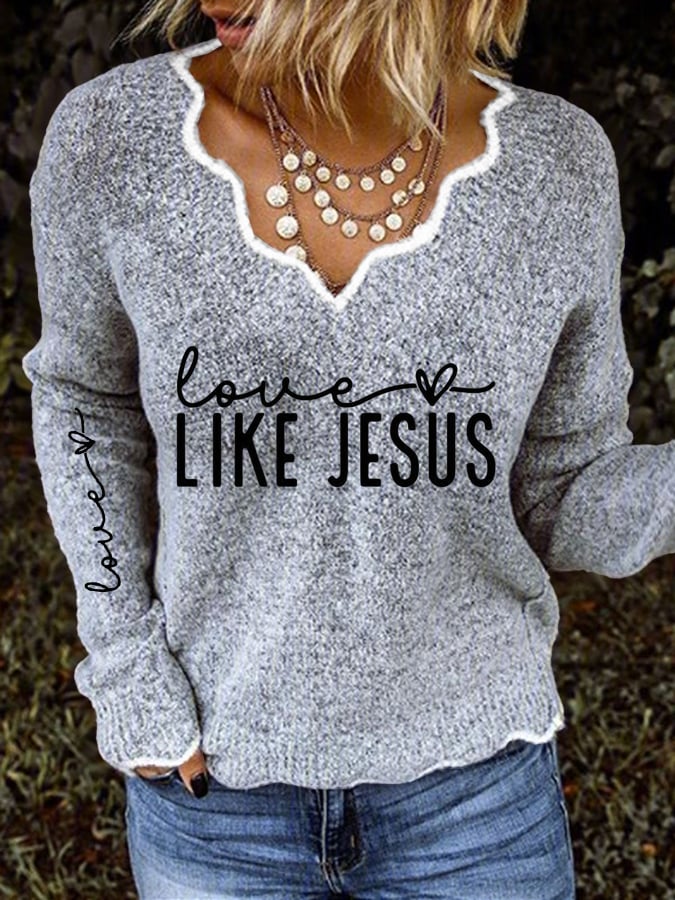 Women's Valentine's Day Printed V-Neck Top