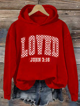 Women's Loved John 316 Valentines Day Print Hooded Sweatshirt