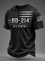 Men's Veterans Day DD-214 Alumni US Flag Print Casual Tee
