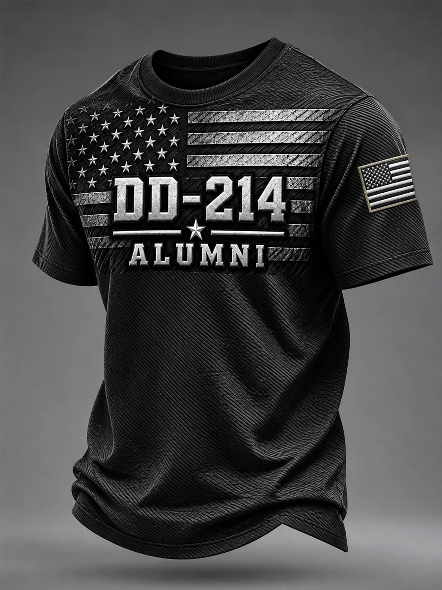 Men's Veterans Day DD-214 Alumni US Flag Print Casual Tee