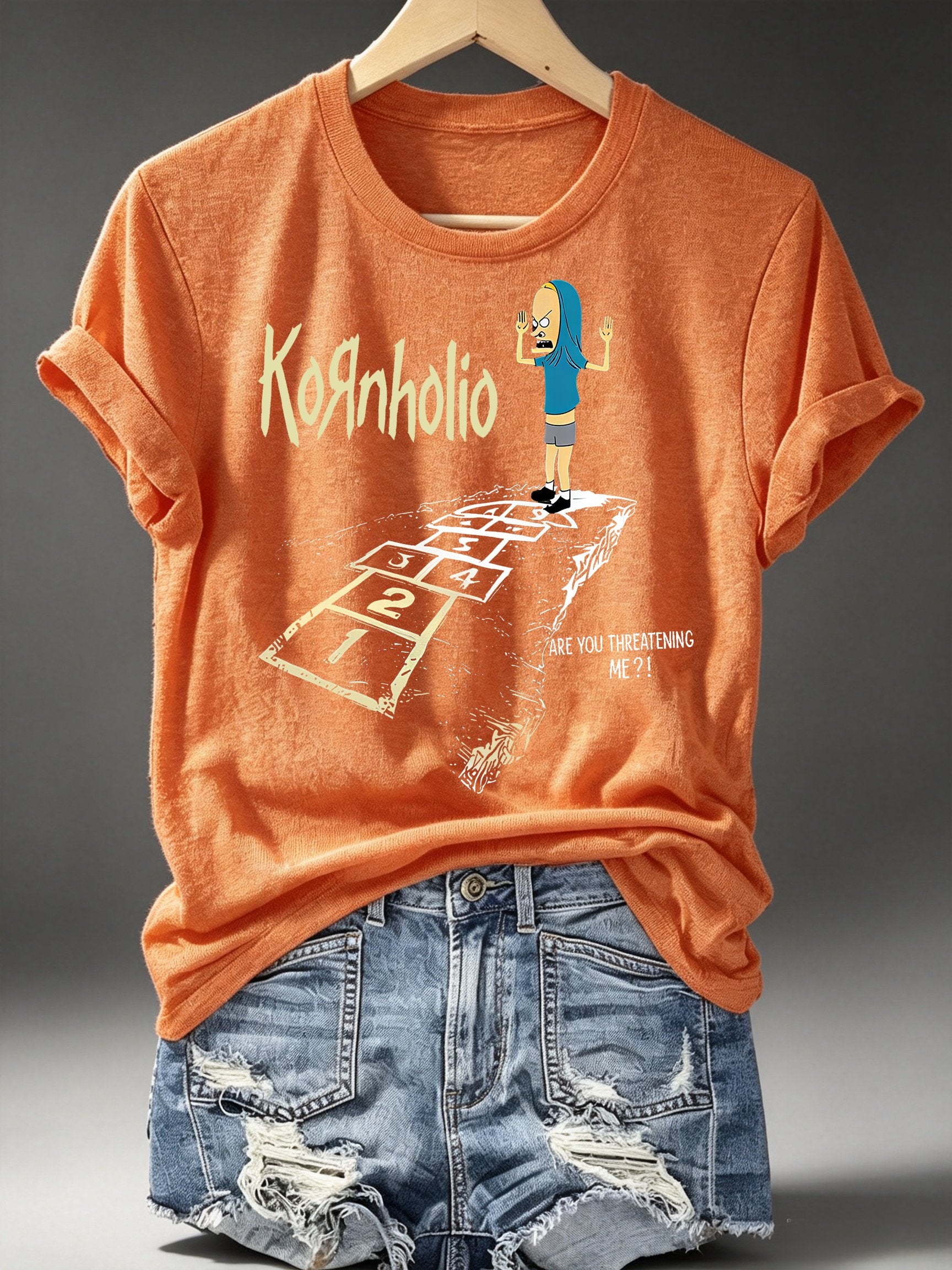 Women's  Vintage Kornholio Graphic Funny T-Shirt