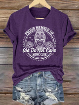 Women's Round-Neck Retro Funny Proud Member Of WDNC Club We Do Not Care Menopause Perimenopause Print T-Shirt
