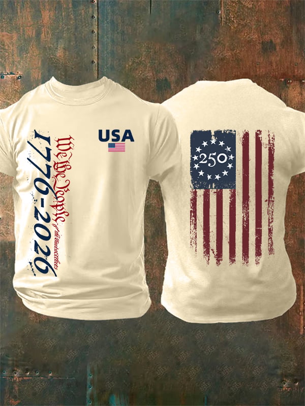 Men's USA 250TH Print Crew Neck T-Shirt