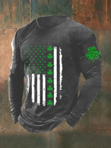 Men's St. Patrick's Day Irish Flag Shamrock Casual Long Sleeve T-Shirt