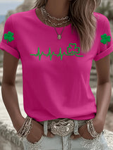 Women's St. Patrick's Day Art Print  Pattern Round-Neck 100% Cotton 180g T-Shirt