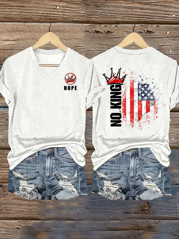 Women's  NOPE No King American Flag  Print T-Shirt