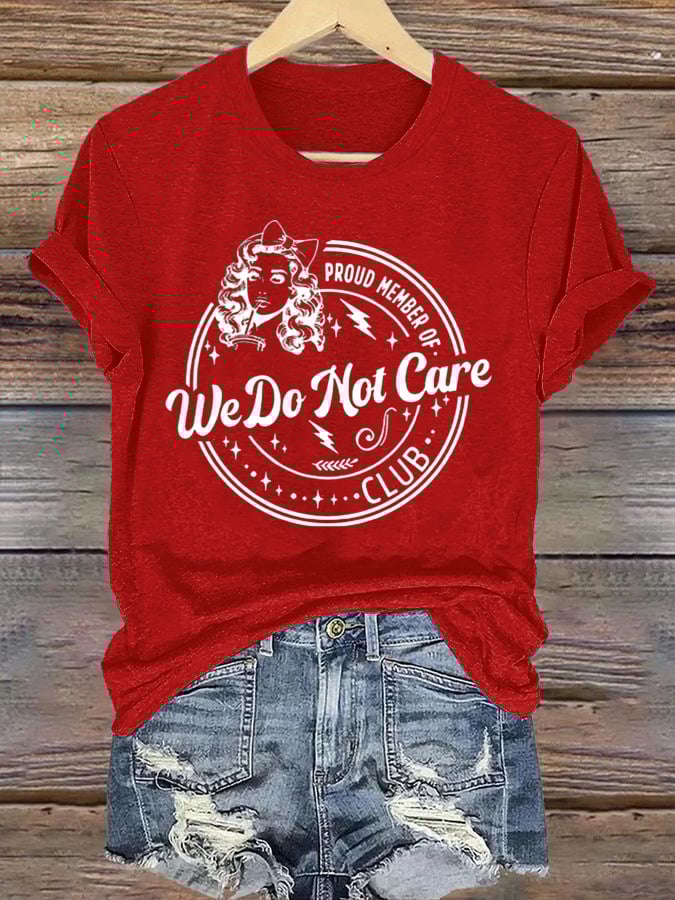 Women's  Round-Neck Retro Funny Proud Member Of  Club We Do Not Care Menopause Perimenopause Print T-Shirt