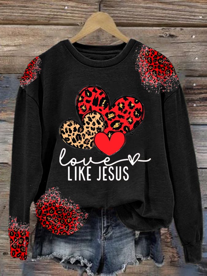 Women's Valentine's Day printed hooded sweatshirt