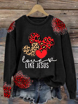 Women's Valentine's Day printed hooded sweatshirt