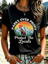 Women's National Park Print Casual T-Shirt