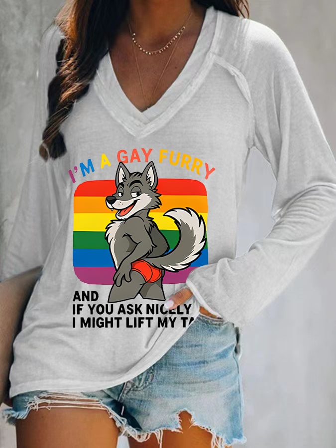 Women's  I'm a gay furry Funny LGBTQ Pride Month Shirt