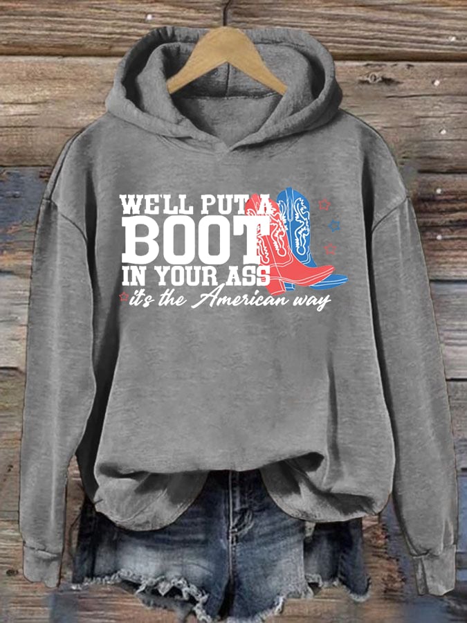 Women's  Courtesy of the Red, White and Blue Cowboy  Hoodie