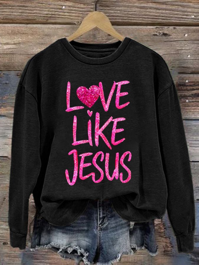 Women's Valentine's Day Heart Print Casual Sweatshirt