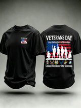 Men's Veterans Day Shirt, Our Defenders of Freedom American Flag and Soldier Silhouettes