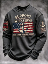 Men's Red Friday Casual Waffle-Knit Top