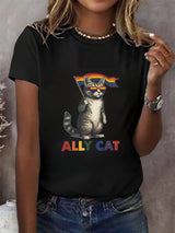 Women's Gay Month Rainbow Print Casual Crew Neck   T-Shirt