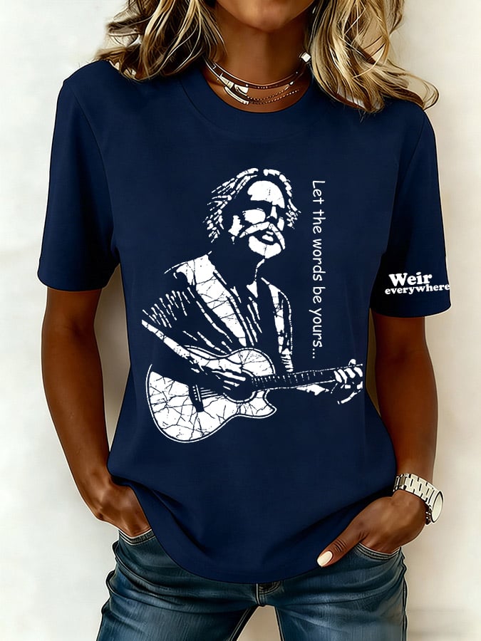 🔥Buy 3 Get 15% Off Women's Let The Words Be Yours Print Round Neck T-shirt