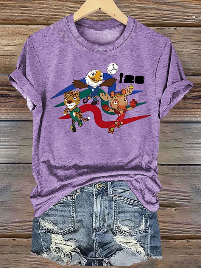 Women's  2026 World Cup Soccer Mascot printed  T-shirt