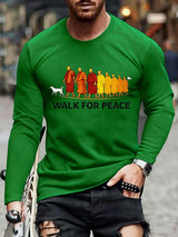 Men's Peace Walk Monk Pattern Long-Sleeve T-Shirt