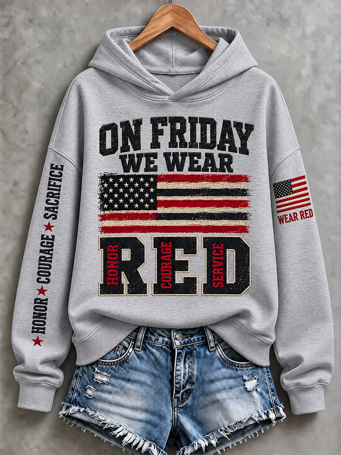 Women’S Red Friday Commemorative Graphic Casual Sweatshirt