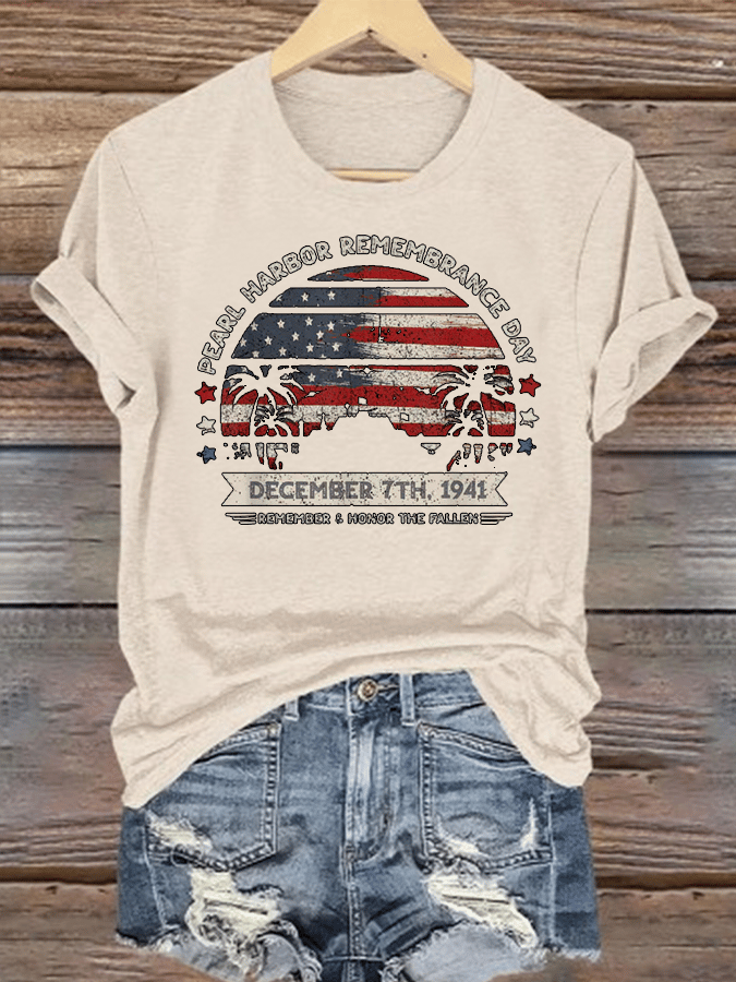 🔥Buy 3 Get 15% Off Women's  Pearl Harbor Memorial Day Hawaii USA Flag Day of Infamy   T-shirt