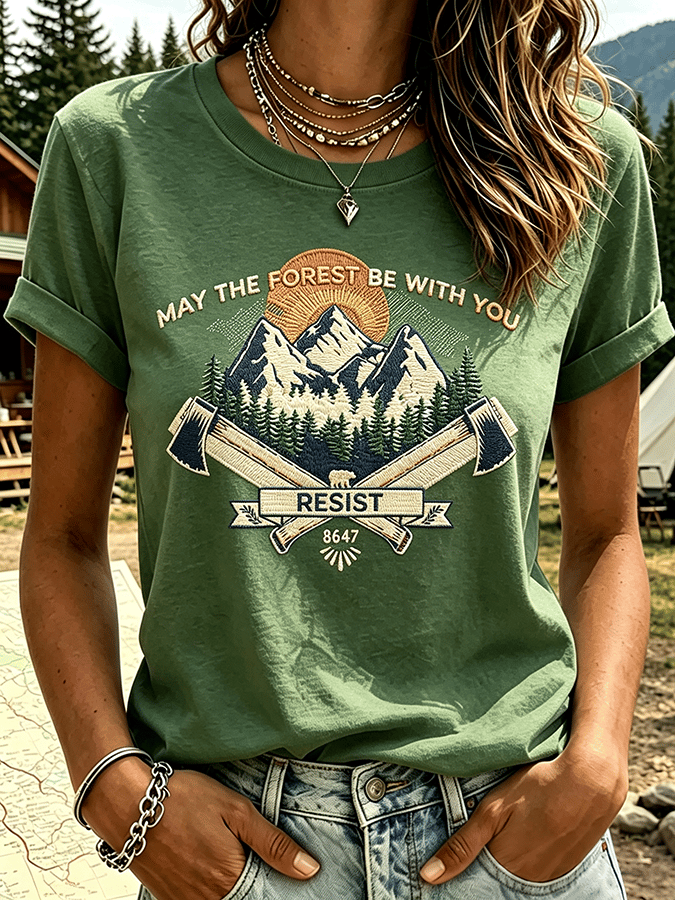 Women's "May The Forest Be With You" Comfortable short-sleeved T-shirt