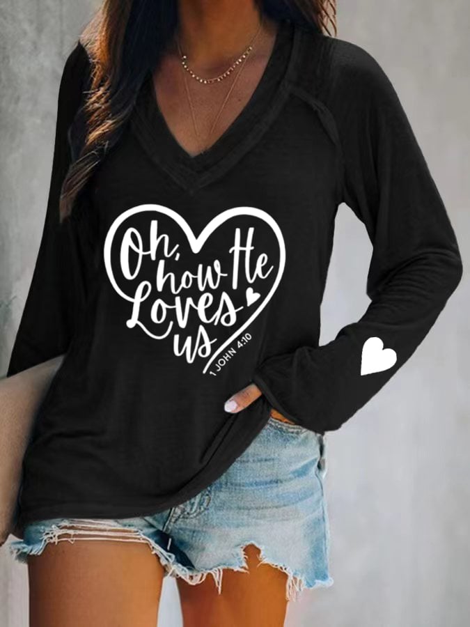 Women's Oh How He Loves Us Print T-Shirt