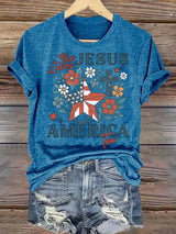 Women's She loves JESUS and AMERICA Printed T-Shirt