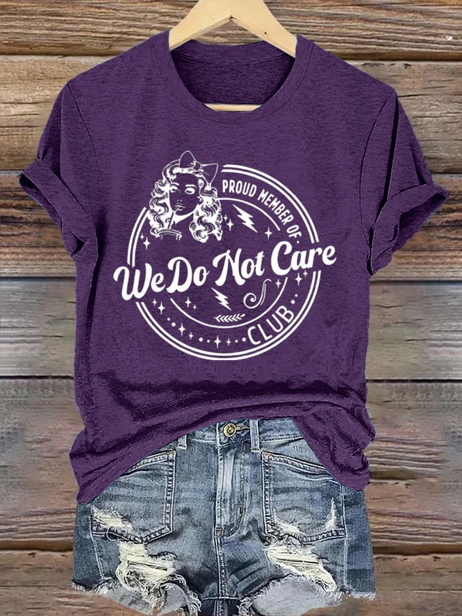 Women's  Round-Neck Retro Funny Proud Member Of WDNC Club We Do Not Care Menopause Perimenopause Print T-Shirt