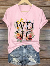 V-Neck Retro Funny WDNC Menopause Perimenopause Print T-Shirt