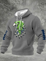 Men's Football Printed Plaid Fabric Hooded Sweatshirt