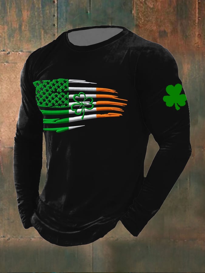 Men's Retro Saint Patrick's Day Ireland Flag Print T-Shirt