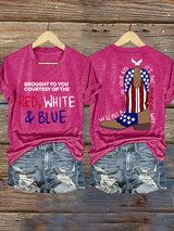 Women's  RED, WHITE & BLUE Print T-Shirt